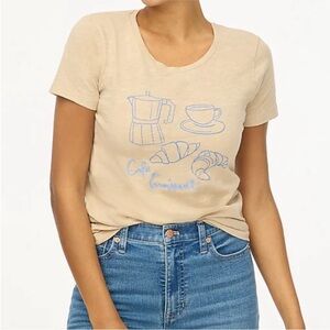J. CREW Artist Series Graphic Tee with Blue Cafe Design